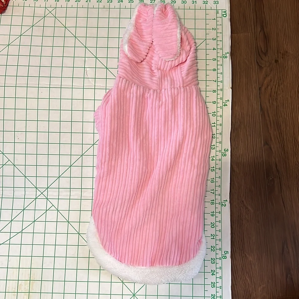 NWT dog bunny costume Dog Cat Ribbed pink with white fleece Halloween costume